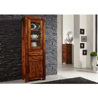 MASSIVMOEBEL24.DE Vitrine Sheesham 60x40x180 braun lackiert METRO LIFE #106