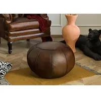 MASSIVMOEBEL24.DE Pouf Hocker Echtleder 58x58x38 braun CHESTERFIELD #19