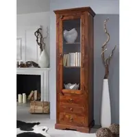 MASSIVMOEBEL24.DE Vitrine Akazie 60x44x190 nougat lackiert OXFORD #528