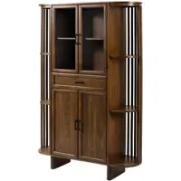 MASSIVMOEBEL24.DE Vitrine Akazie 120x40x178 natur lackiert MADRID #50