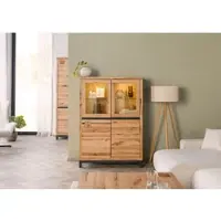 MASSIVMOEBEL24.DE Vitrine Kernbuche 103x40x148 natur geölt VILLANDERS #102