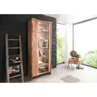MASSIVMOEBEL24.DE Vitrine Akazie 81x45x204 natur lackiert PURE ACACIA #107