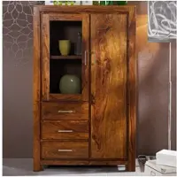 MASSIVMOEBEL24.DE Highboard Sheesham 90x42x148 braun lackiert METRO LIFE #108