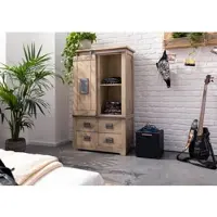 MASSIVMOEBEL24.DE Schrank Mango 90x45x150 whitewash lackiert RAILWAY #313