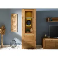 MASSIVMOEBEL24.DE Vitrine Wildeiche 73x40x205 braun geölt KENT #301