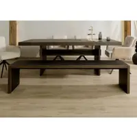 MASSIVMOEBEL24.DE Bank Eiche 193x40x45 dunkelbraun lackiert BEAMS #85