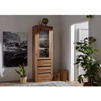 MASSIVMOEBEL24.DE Vitrine Wild-/Zerreiche 62x42x191 natur geölt MONTREUX #121
