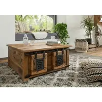 MASSIVMOEBEL24.DE Truhe Mango 90x90x45 natur lackiert RAILWAY #164