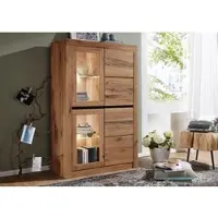 MASSIVMOEBEL24.DE Vitrine Wild-/Zerreiche 95x42x150 natur geölt MONTREUX #102