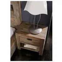 MASSIVMOEBEL24.DE Nachttisch Sheesham 50x35x45 grau geölt NATURE GREY #91