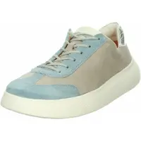 Think! Damen Sneaker aus echtem Leder in Blau- und Beigetönen mit Gummisohle und Schnürung
