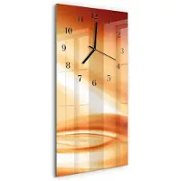 Tulup Glasuhr Wanduhr Küchenuhr Echt-Glas 30x60 Muster Orange