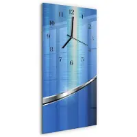Tulup Glasuhr Wanduhr Küchenuhr Echt-Glas 30x60 Muster Blau