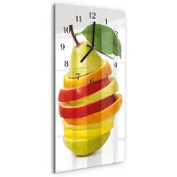 Tulup Glasuhr Wanduhr Küchenuhr Echt-Glas 30x60 Obst Mehrfarbig