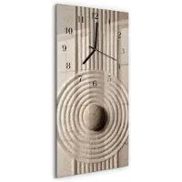 Tulup Glasuhr Wanduhr Küchenuhr Echt-Glas 30x60 Sand Steine Beige