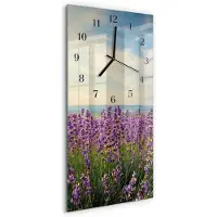 Tulup Glasuhr Wanduhr Küchenuhr Echt-Glas 30x60 Blumen Mehrfarbig