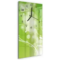 Tulup Glasuhr Wanduhr Küchenuhr Echt-Glas 30x60 Muster Grün