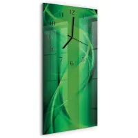 Tulup Glasuhr Wanduhr Küchenuhr Echt-Glas 30x60 Muster Grün