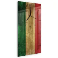 Tulup Glasuhr Wanduhr Küchenuhr Echt-Glas 30x60 Italienische Flagge Mehrfarbig