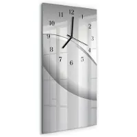 Tulup Glasuhr Wanduhr Küchenuhr Echt-Glas 30x60 Muster Grau