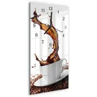 Tulup Glasuhr Wanduhr Küchenuhr Echt-Glas 30x60 Kaffetasse Mehrfarbig