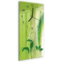 Tulup Glasuhr Wanduhr Küchenuhr Echt-Glas 30x60 Muster Grün