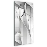 Tulup Glasuhr Wanduhr Küchenuhr Echt-Glas 30x60 Muster Weiß