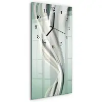 Tulup Glasuhr Wanduhr Küchenuhr Echt-Glas 30x60 Muster Grau