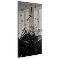 Tulup Glasuhr Wanduhr Küchenuhr Echt-Glas 30x60 Berge Grau