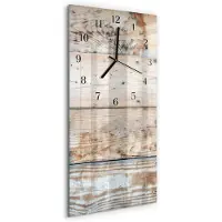 Tulup Glasuhr Wanduhr Küchenuhr Echt-Glas 30x60 Holz Beige