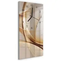 Tulup Glasuhr Wanduhr Küchenuhr Echt-Glas 30x60 Abstrakt Beige