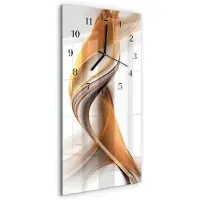 Tulup Glasuhr Wanduhr Küchenuhr Echt-Glas 30x60 Abstrakt Beige