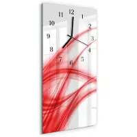 Tulup Glasuhr Wanduhr Küchenuhr Echt-Glas 30x60 Abstrakt Rot