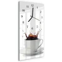 Tulup Glasuhr Wanduhr Küchenuhr Echt-Glas 30x60 Koffe Mehrfarbig