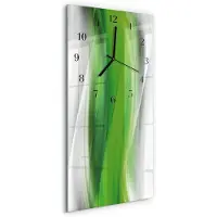 Tulup Glasuhr Wanduhr Küchenuhr Echt-Glas 30x60 Abstrakt Grün