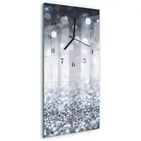 Tulup Glasuhr Wanduhr Küchenuhr Echt-Glas 30x60 Brokat Silber