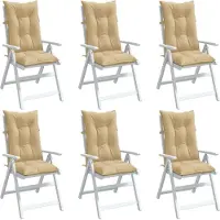vidaXL 2024 cloris Hochlehner-Auflagen 6 Stk. Melange Beige 120x50x7 cm Stoff - Gartenmöbelauflagen“2024 cloris