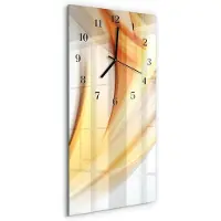 Tulup Glasuhr Wanduhr Küchenuhr Echt-Glas 30x60 Muster Orange