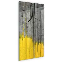 Tulup Glasuhr Wanduhr Küchenuhr Echt-Glas 30x60 Holztafel Gelb