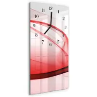 Tulup Glasuhr Wanduhr Küchenuhr Echt-Glas 30x60 Muster Rot