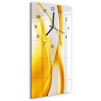 Tulup Glasuhr Wanduhr Küchenuhr Echt-Glas 30x60 Abstrakt Geld