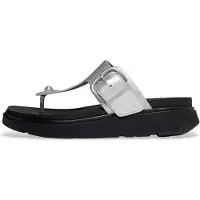 FitFlop für Damen. A2S-011 Gen-FF Schnallen-Sandalen aus silbernem Leder (40), 1 bis 3 cm, Keine, Lässig