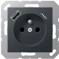 JUNG A1520F-15CAANM Steckdose Frz/Belg m USB Typ AC