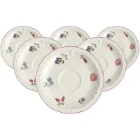 Villeroy & Boch Untertasse "Espressountertassen Petite Fleur ø 12,2 cm 6er Set weiß" Spülmaschinengeeignet, Mikrowellengeeignet