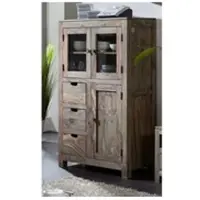 MASSIVMOEBEL24.DE Vitrine Sheesham 90x45x148 grau geölt NATURE GREY #62