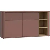 Forte BREATHTAKER Sideboard 160, modern minimalistisch, 2-türig, 2 Schubladen, Regalfach, Reliefstruktur, Holzwerkstoff, Terrakotta/Mauvella Eiche Holzdekor, 160 cm breit x 83,1 cm hoch x 41,3 cm tief