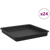 vidaXL Quadratisches Blumentablett 24 pcs Schwarz 18 x 18 x 2 cm
