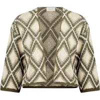 Cartoon Strick-Cardigan mit Jacquard in Khaki/Beige | Gr.: 40