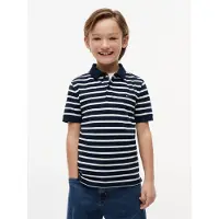 Tommy Hilfiger Boys Flag Polo Ss Navy Stripe Größe: 16 | Hemden Outlet | Unisex | Blau