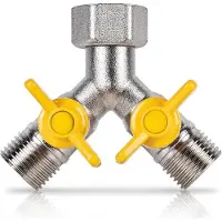 OEM Messing 3-Wege-Y-Verdeler - Y-Distributor - Wasserhahn mit 2 unabhängigen Klappen - Wasseranschluss - Verdeler - 1/2 Zoll für Waschmaschine - Küche - Gartenhose